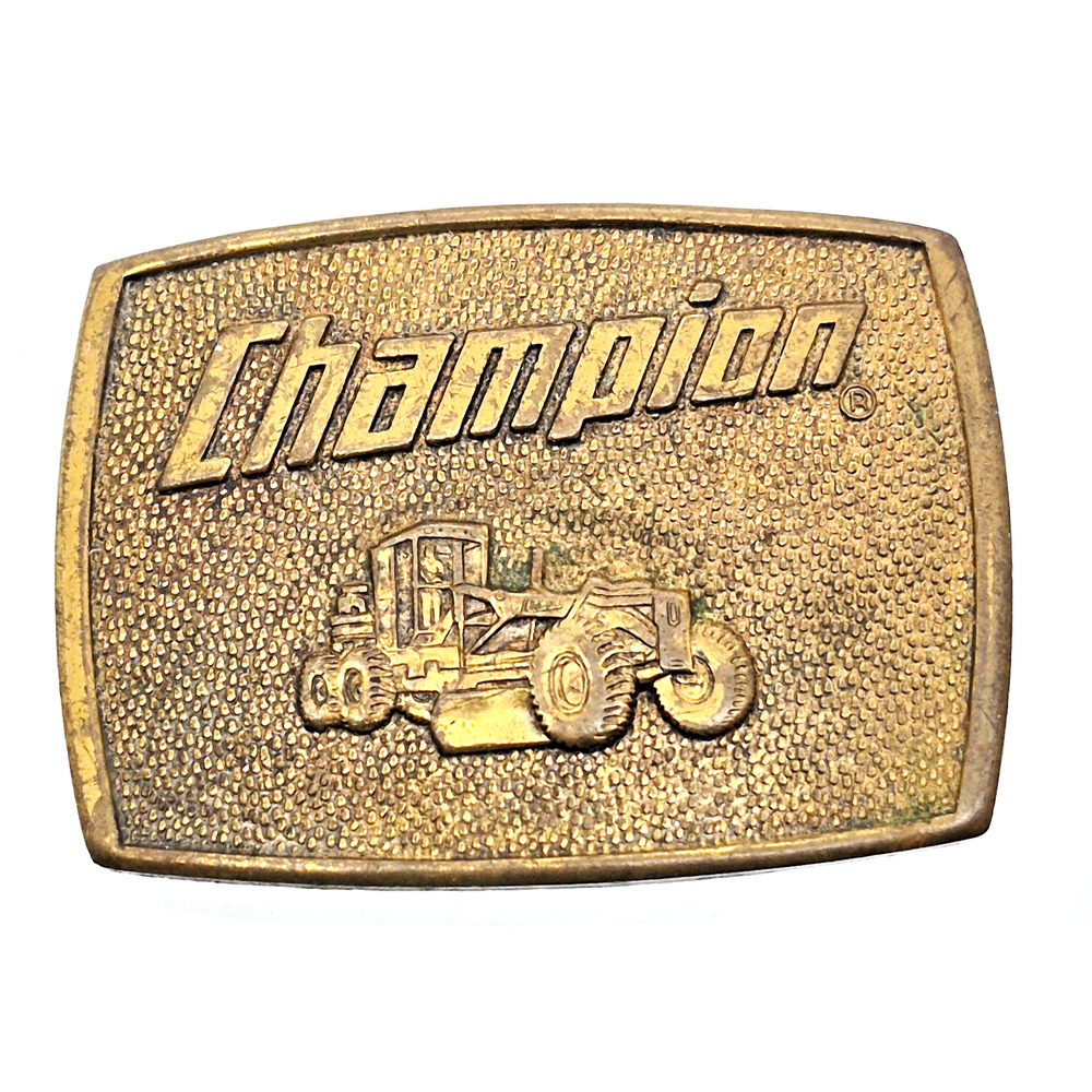 Vtg Heavy Equipment Belt Buckle, Champion Brass Pan Scraper 3" Long x 2" High